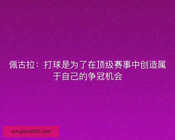 佩古拉：打球是为了在顶级赛事中创造属于自己的争冠机会